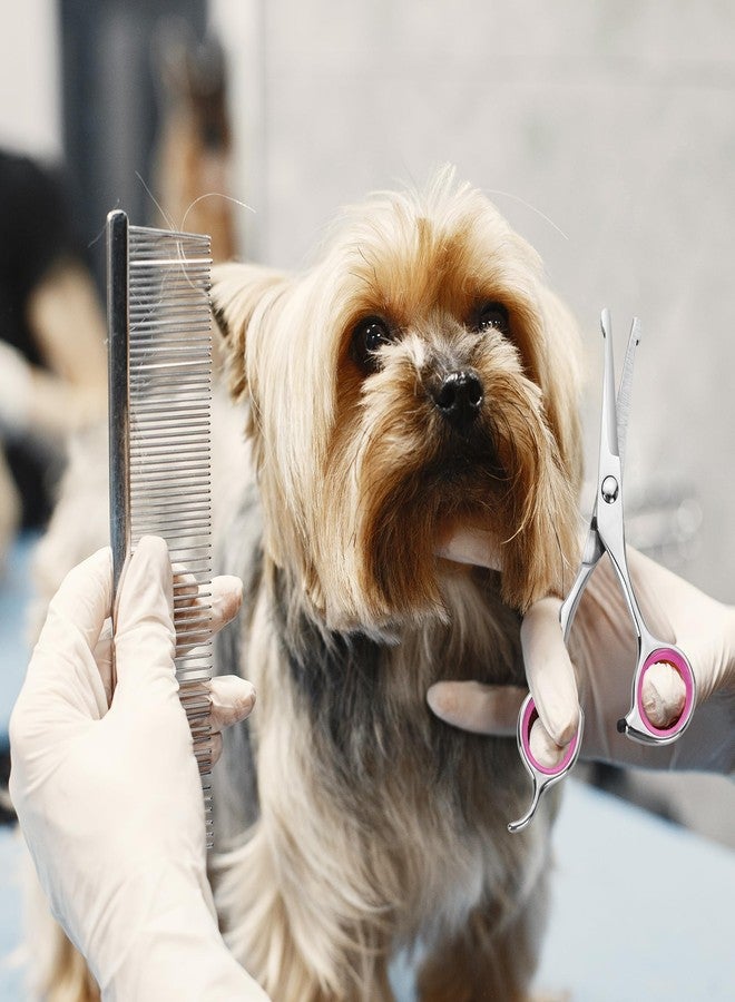 اف سي واي اس واي مقصّات تزيين الكلاب بطول 4.5 بوصة برؤوس دائرية آمنة، مقصّات Fcysy لتقليم شعر الحيوانات الأليفة الصغيرة للوجه والعينين والأذنين والأنف والكفوف، مقصّات احترافية لتزيين الجراء من الكلاب والقطط - وردي - Image 4